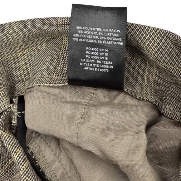 Aritzia Babaton Conan Cropped Plaid Pull On Trousers Size 2 Tan / Black / Yellow - Picture 6 of 7